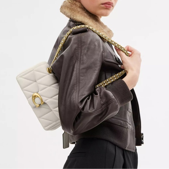 NWT Coach Tabby Shoulder Bag 20 With Quilting Chalk Gold CP149 White Crossbody - Picture 7 of 8